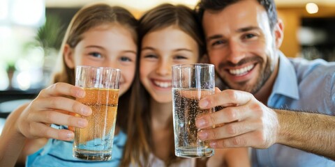 Happy family enjoying clean, refreshing water together